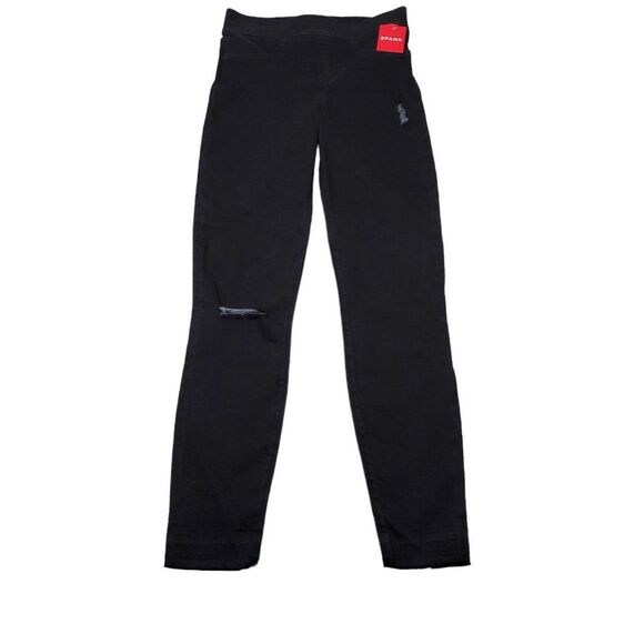 Spanx Vintage Distressed Ankle Skinny Jeans Black Pull On Denim Legging Size XS - Picture 2 of 12
